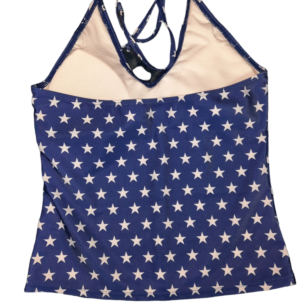 Bobbie Brooks Patriotic Stars Tankini Top SZ M - Picture 2 of 5